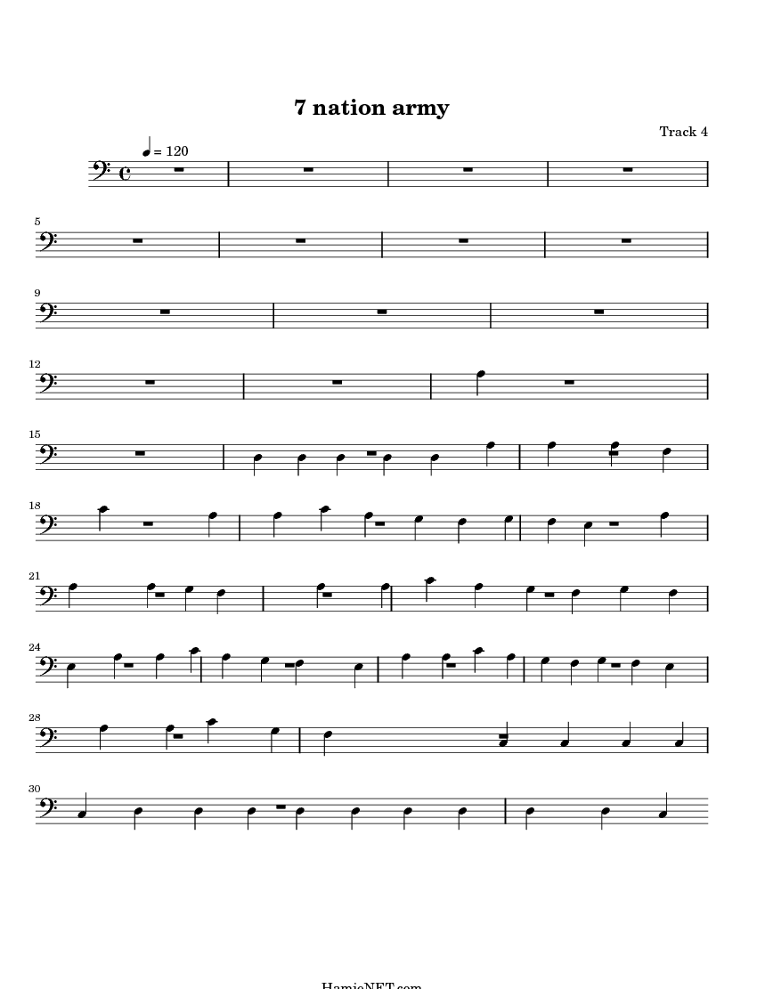 7 Nation Army Sheet Music 7 Nation Army Score Hamienet Com