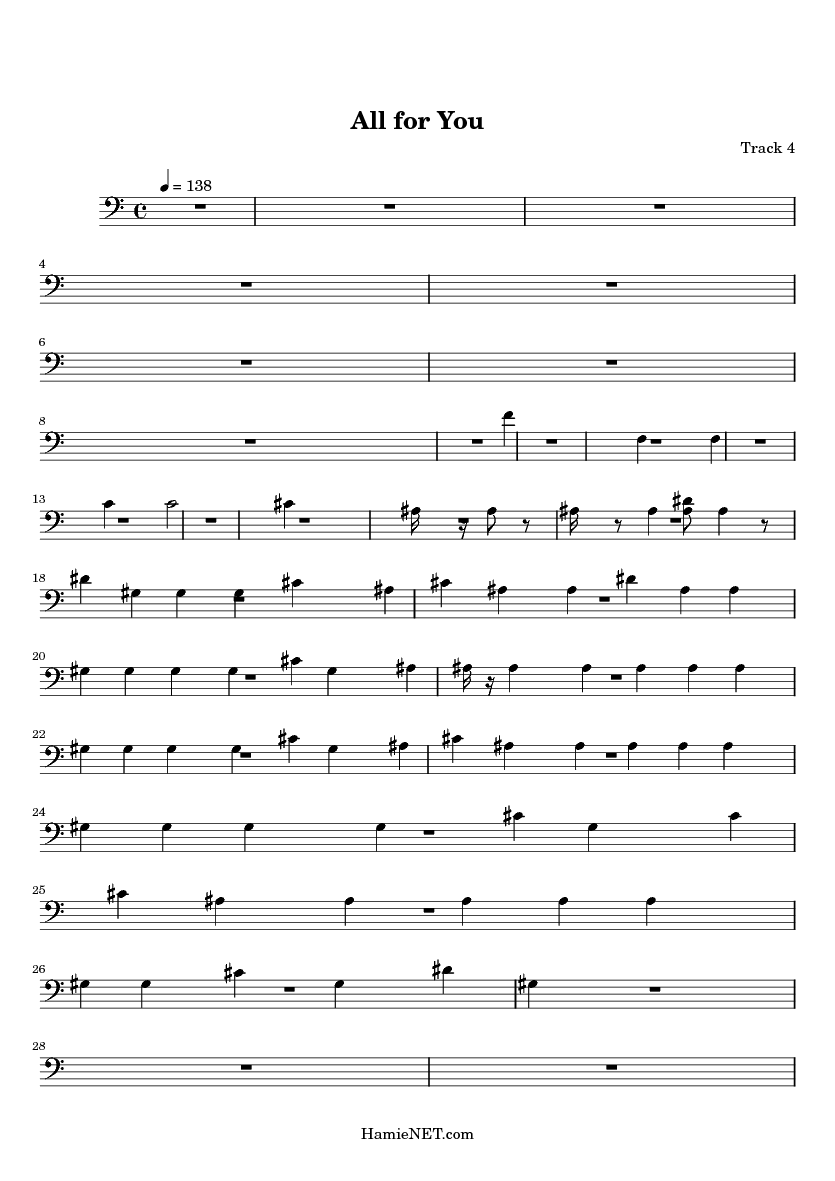 All for You Sheet Music All for You Score •