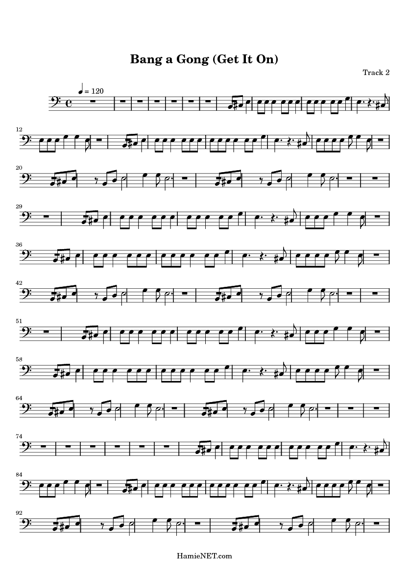 Bang a Gong (Get It On) Sheet Music Bang a Gong (Get It On) Score •