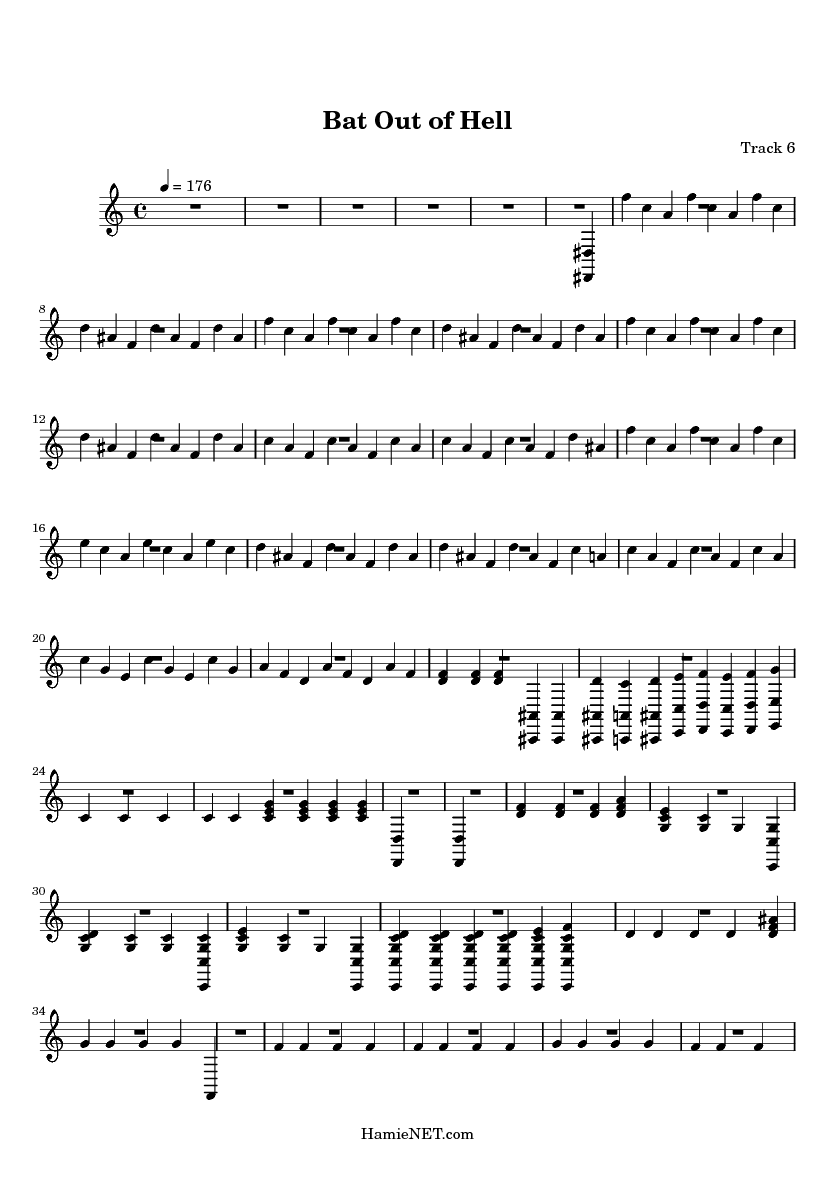 Bat Out of Hell Sheet Music Bat Out of Hell Score •
