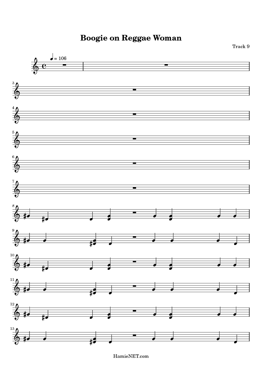 boogie on reggae woman sheet music boogie on reggae woman score empty music sheet