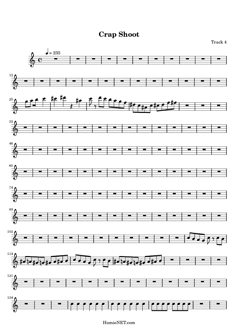 Crap Shoot Sheet Music Crap Shoot Score •