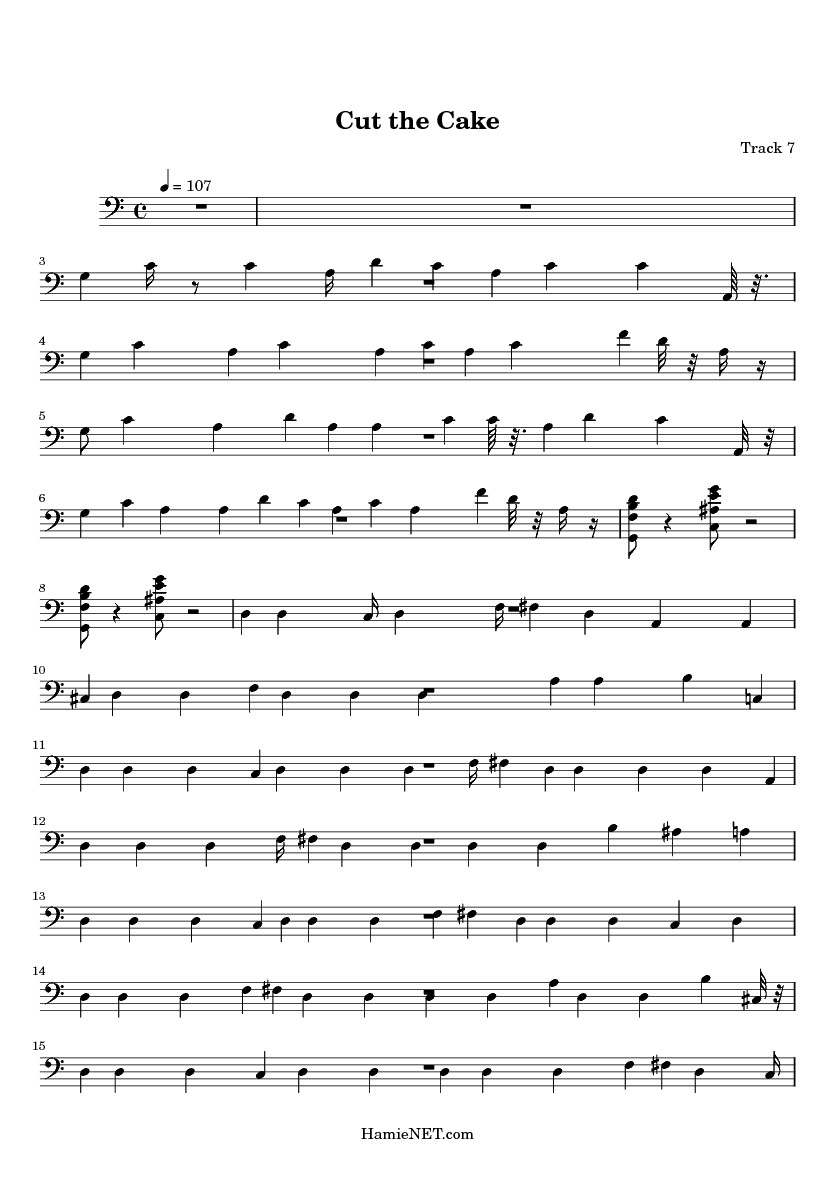 Cut The Cake Sheet Music Score Hamienet Next Page