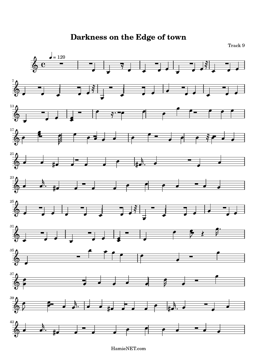 darkness on the edge of town sheet music darkness on the edge of on the town sheet music