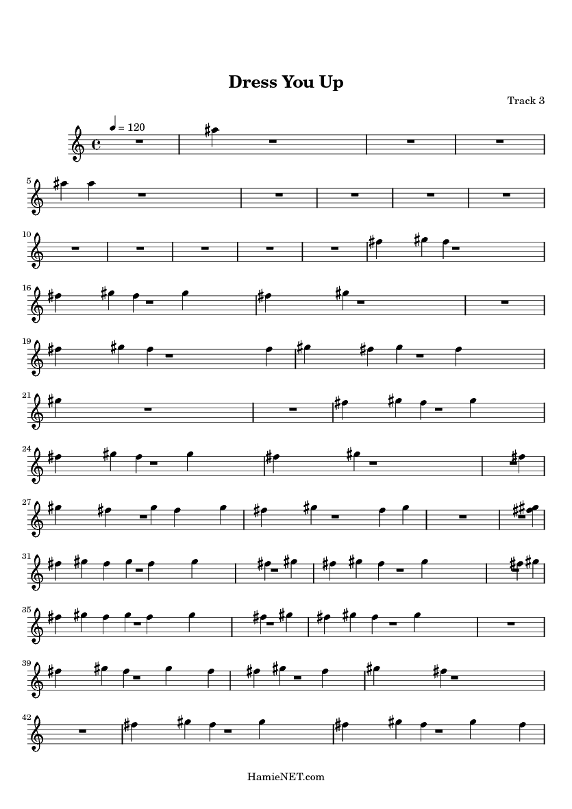 Dress You Up Sheet Music Dress You Up Score •
