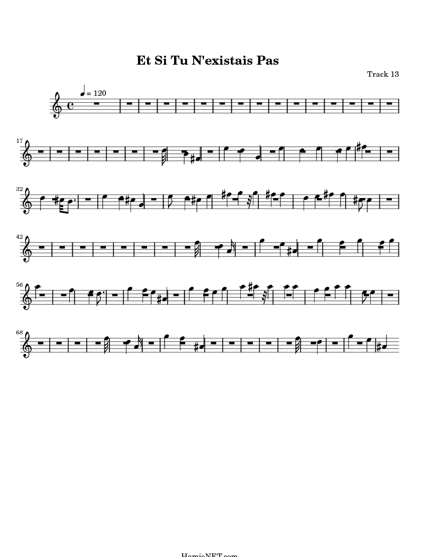 Et Si Tu N�existais Pas Sheet Music Et Si Tu N�existais Pas Score