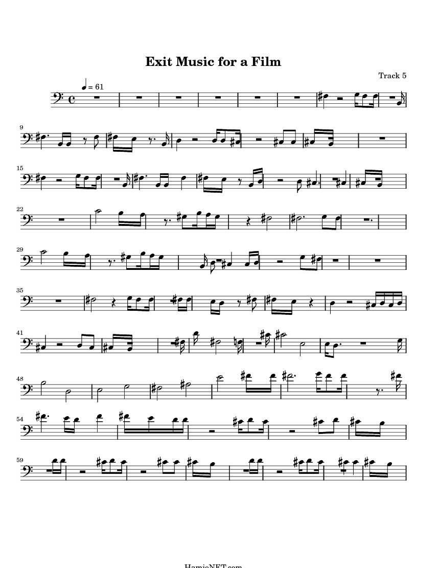 Exit Music for a Film Sheet Music Exit Music for a Film Score •