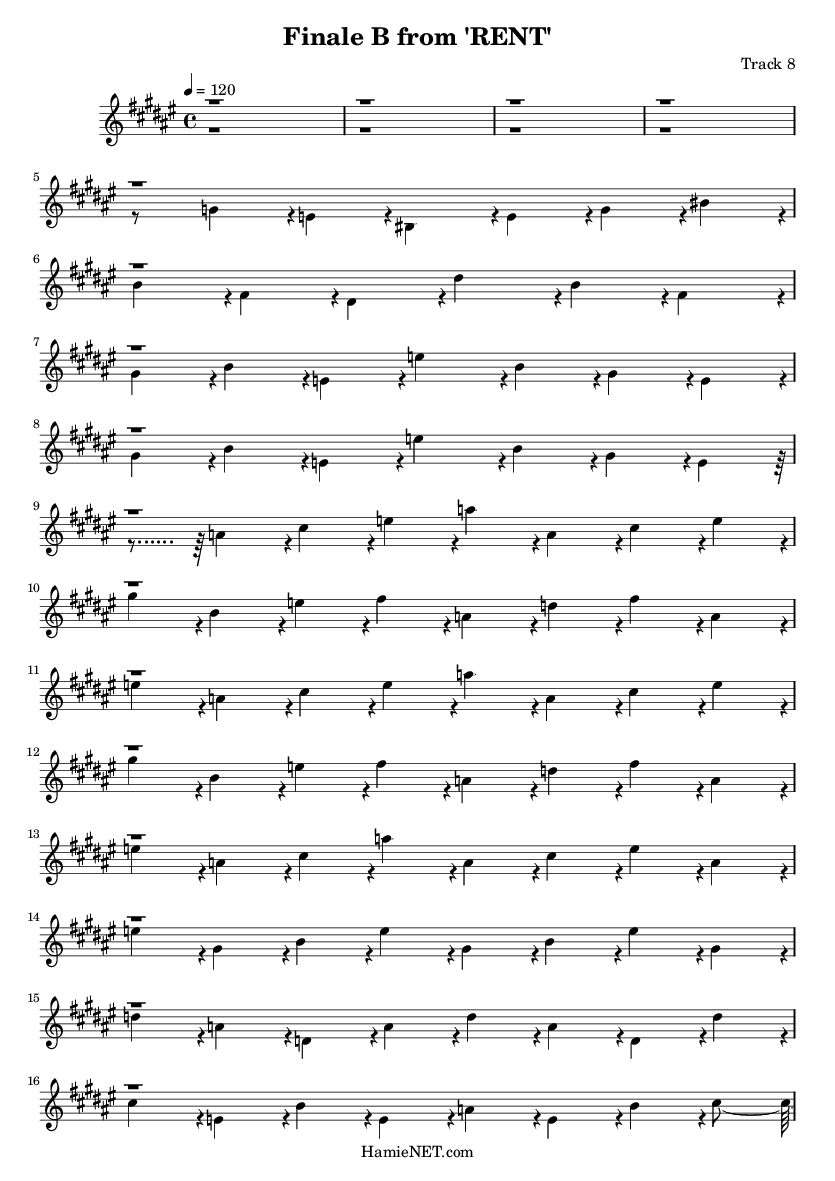 finale b from rent sheet music finale b from rent score rent finale b sheet music