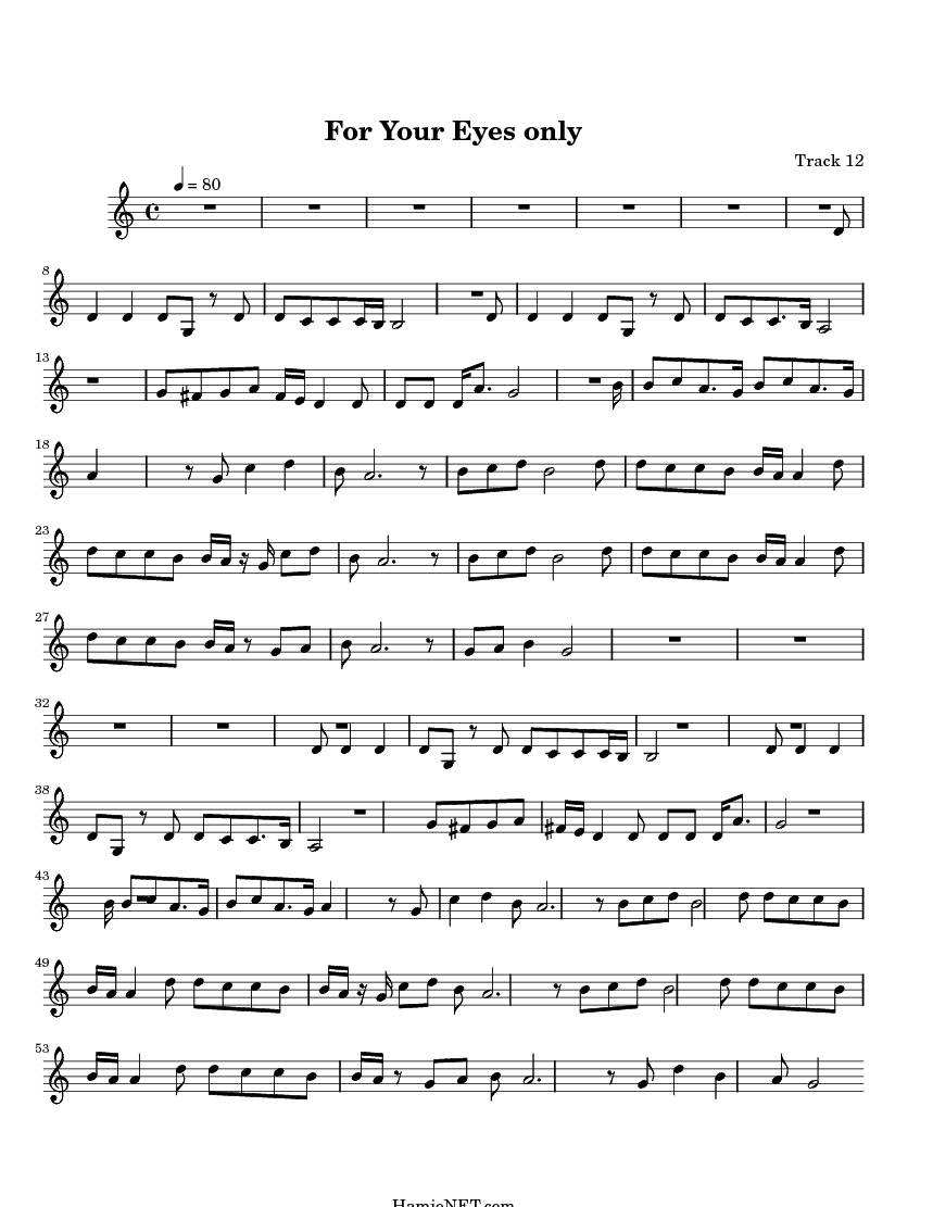 For Your Eyes only Sheet Music  For Your Eyes only Score • HamieNET.com