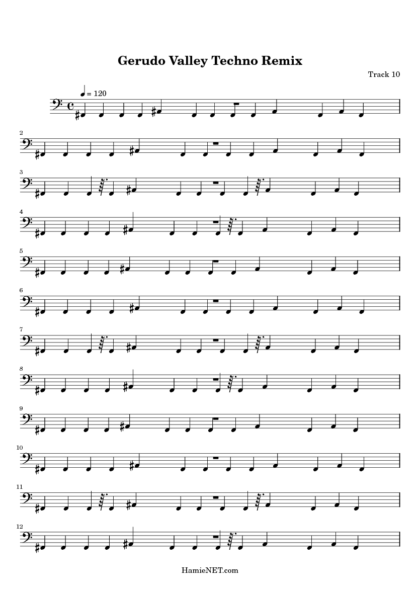 Gerudo Valley Techno Remix Sheet Music Gerudo Valley Techno Remix 