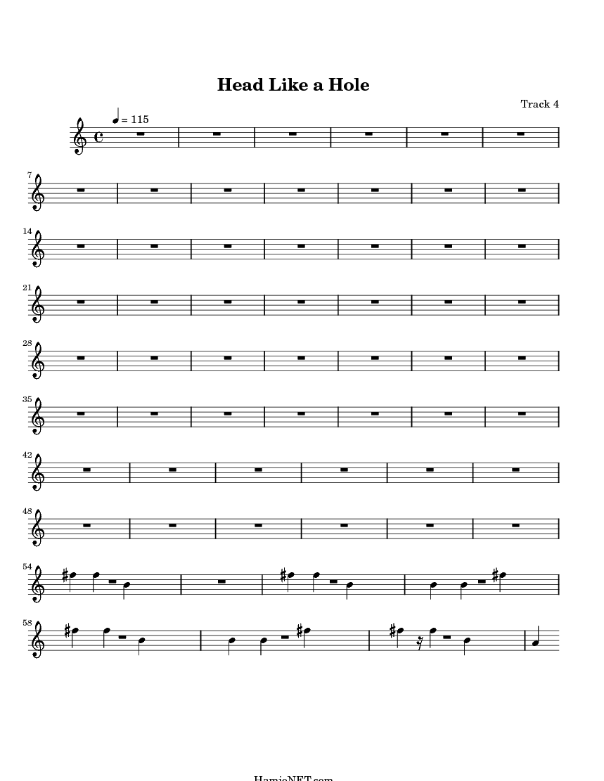 Head Like a Hole Sheet Music Head Like a Hole Score •