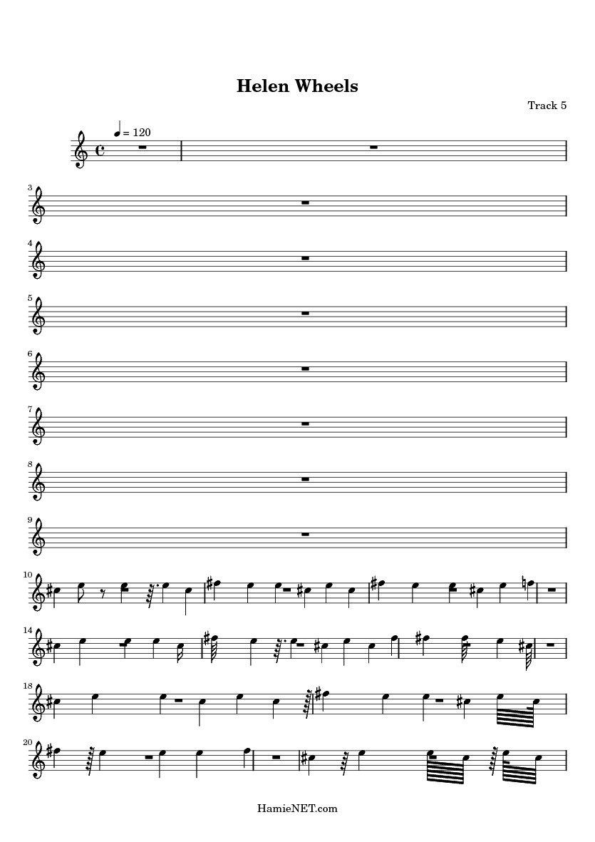 Helen Wheels Sheet Music Helen Wheels Score •