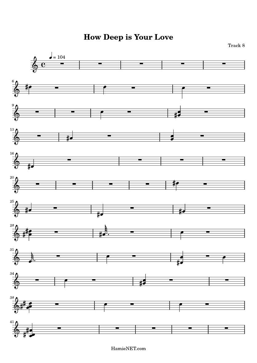 How deep is your love sheet music free