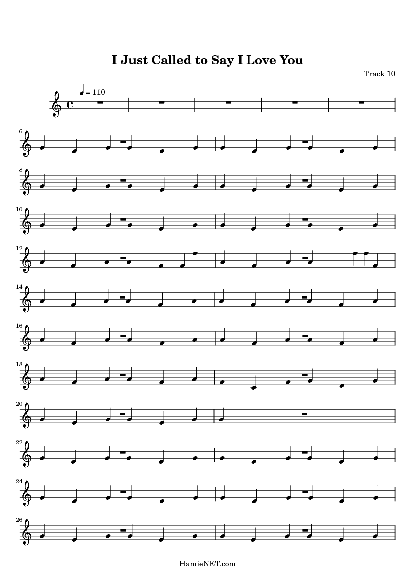 I Just Called to Say I Love You Sheet Music I Just Called to Say I Love You Score •