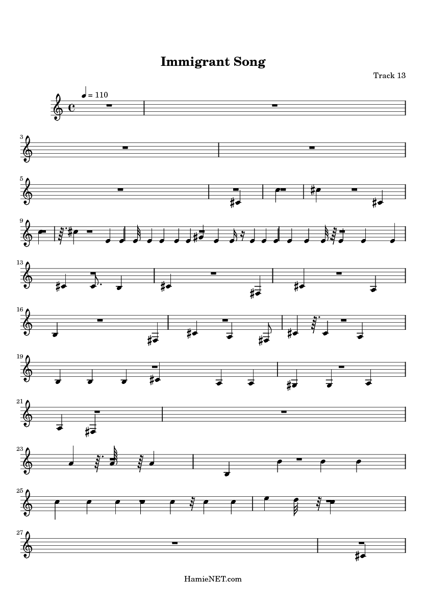immigrant song sheet music immigrant song score hamienet com immigrant song sheet music