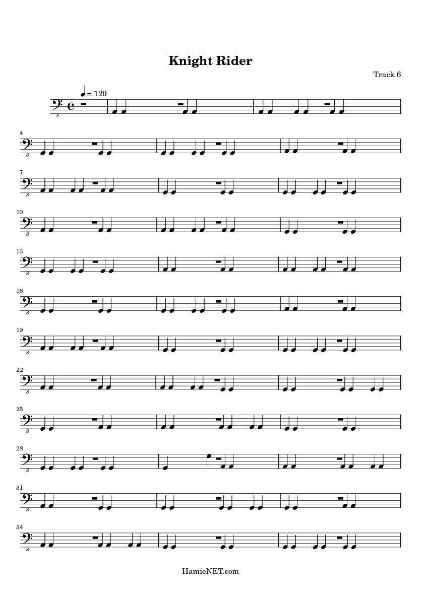 knight rider theme song notes