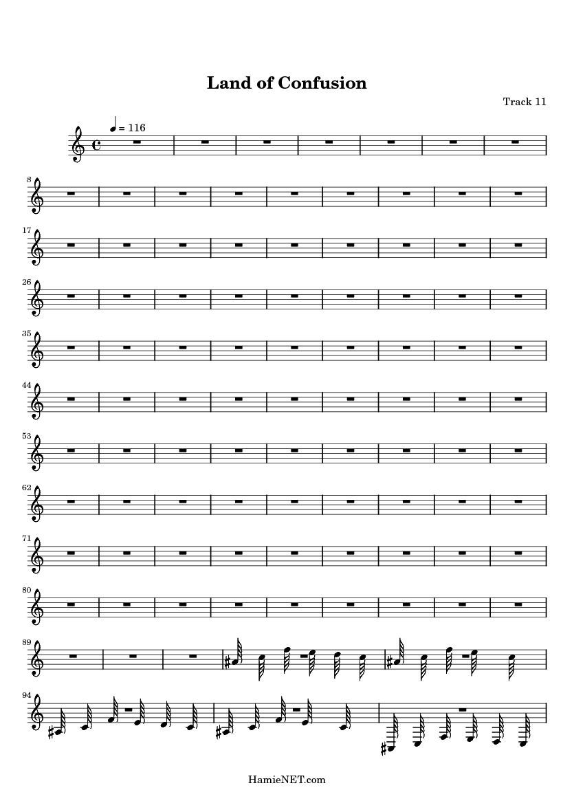 Land of Confusion Sheet Music Land of Confusion Score •