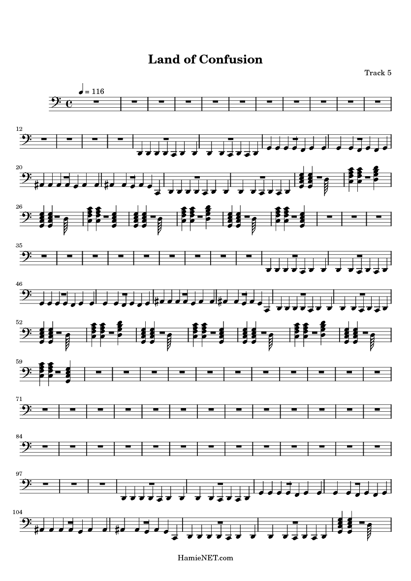 Land of Confusion Sheet Music Land of Confusion Score •