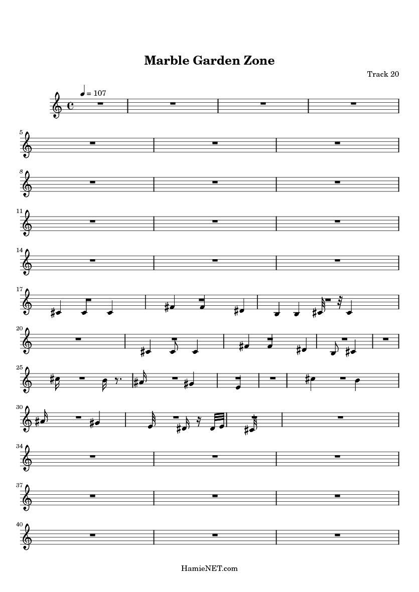 Marble Garden Zone Sheet Music Marble Garden Zone Score