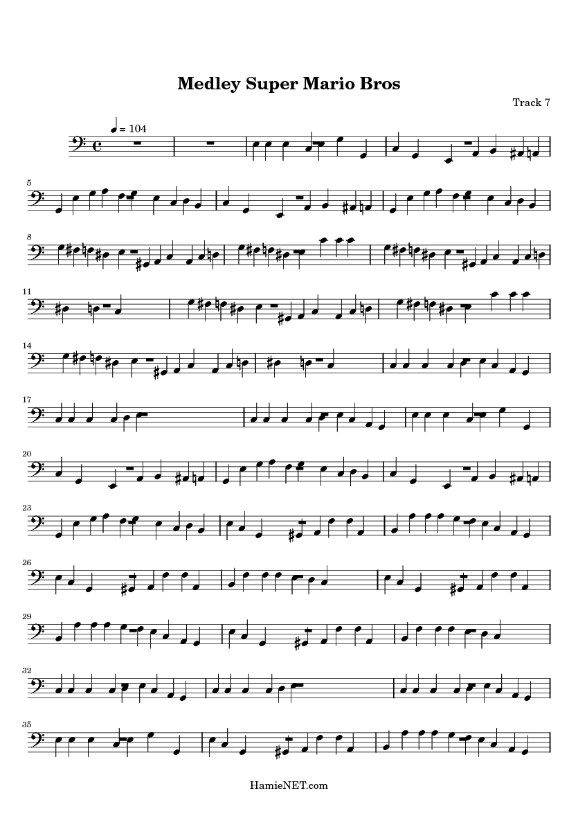 Medley Super Mario Bros Sheet Music Medley Super Mario Bros Score Hamienet Com