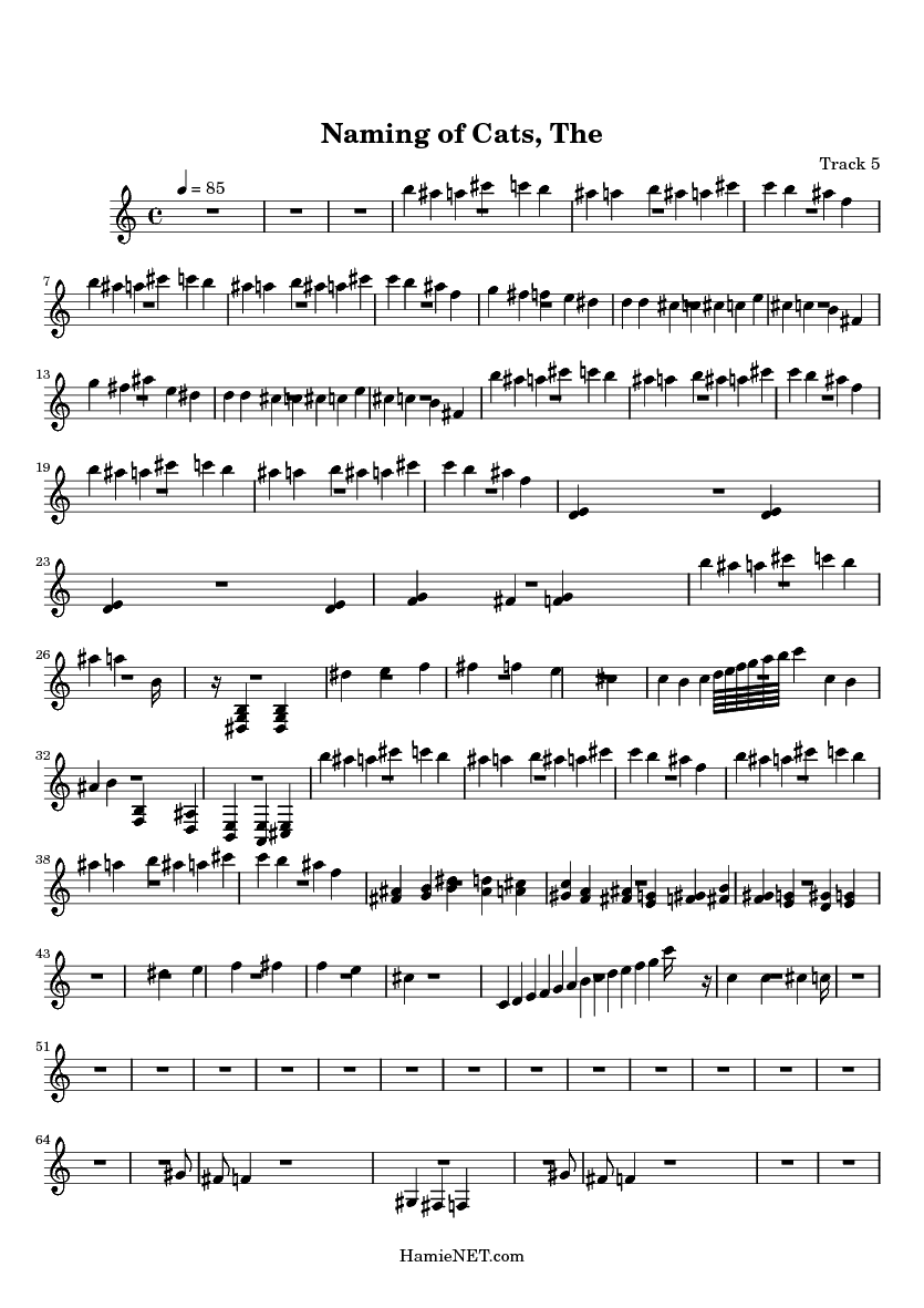 The Naming of Cats Sheet Music The Naming of Cats Score •