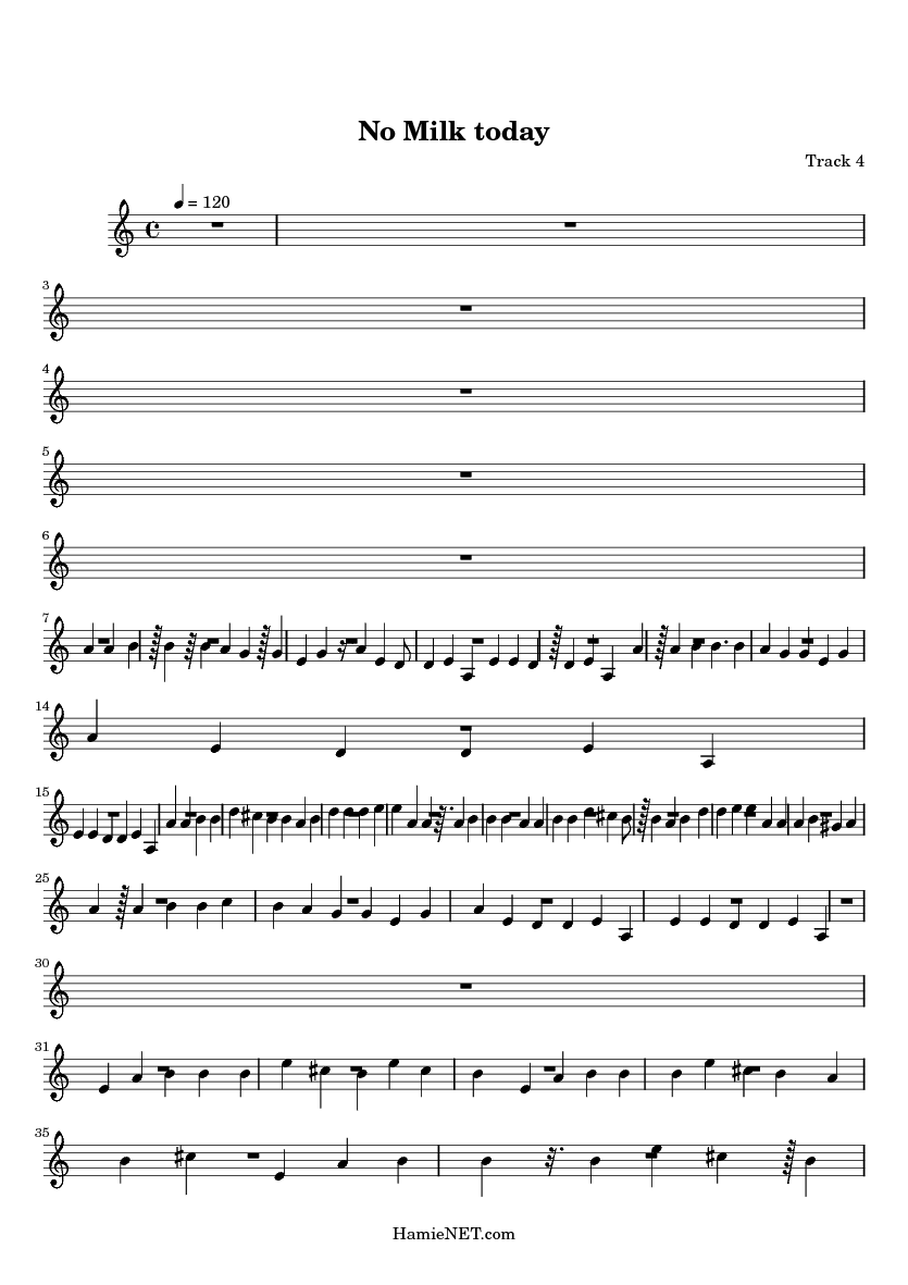 No Milk today Sheet Music No Milk today Score •
