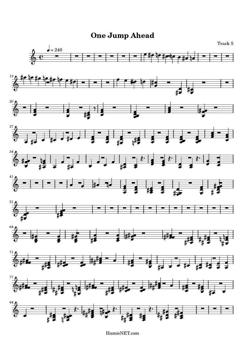 One Jump Ahead Sheet Music One Jump Ahead Score •