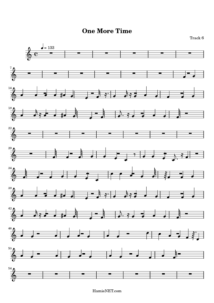 One More Time Sheet Music One More Time Score •