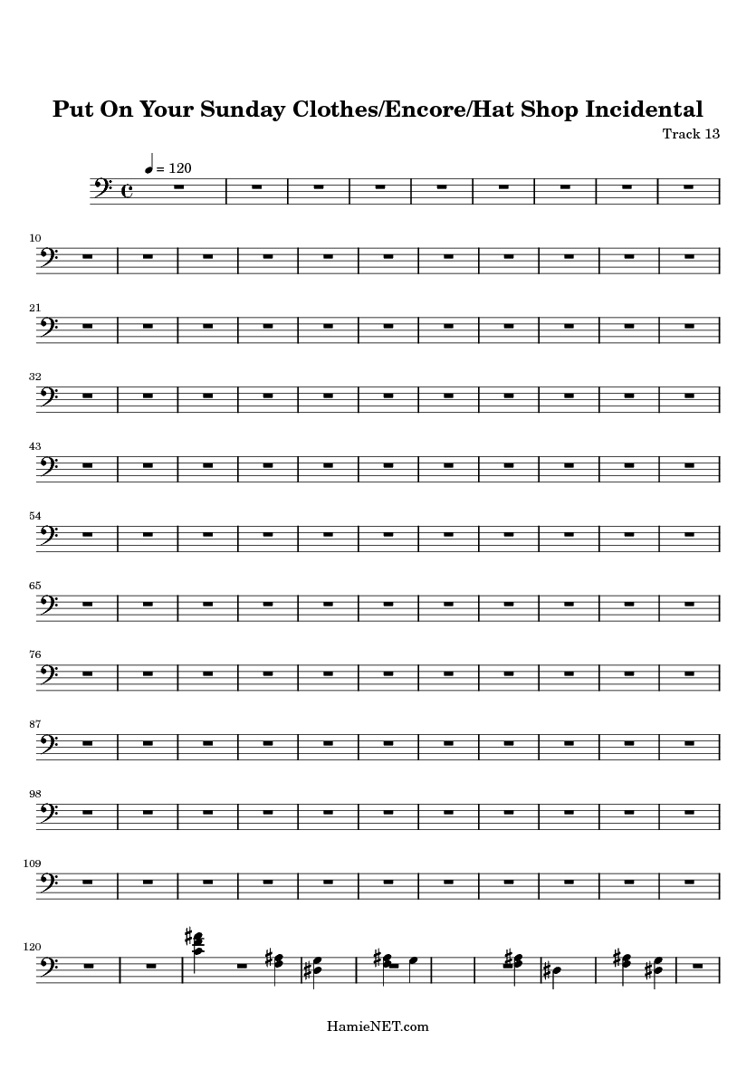 Put On Your Sunday Clothes/Encore/Hat Shop Incidental Sheet Music Put