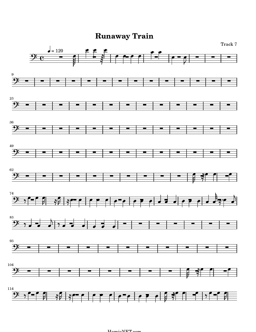 Runaway Train Sheet Music Runaway Train Score •