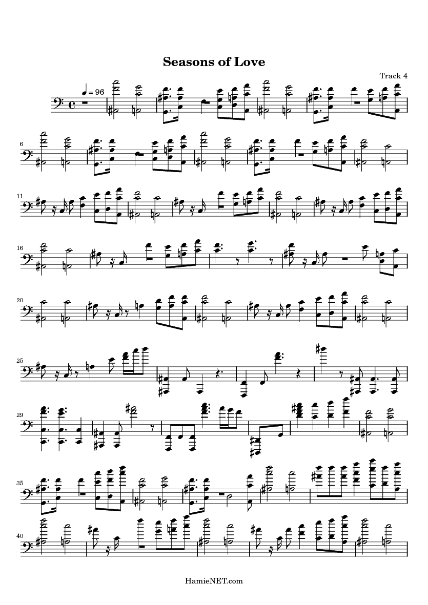 Seasons of Love Sheet Music Seasons of Love Score •