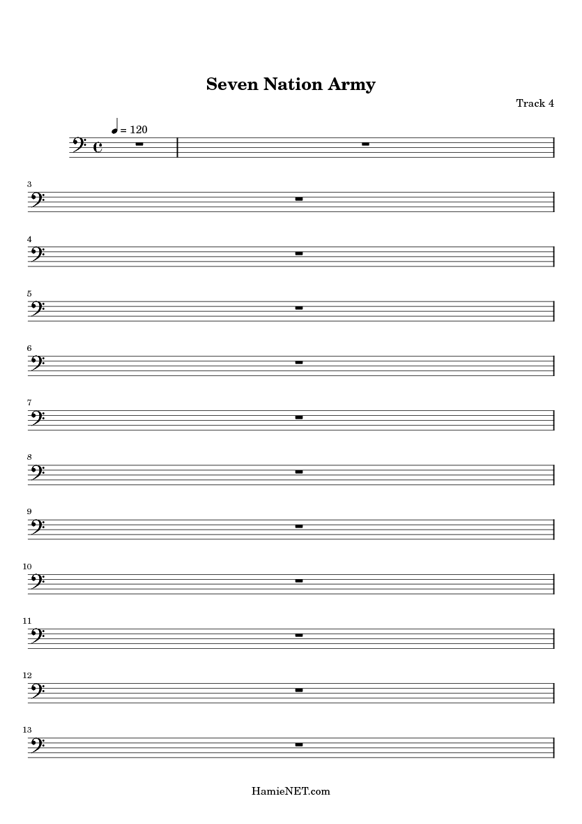 Seven Nation Army Sheet Music Seven Nation Army Score Hamienet Com