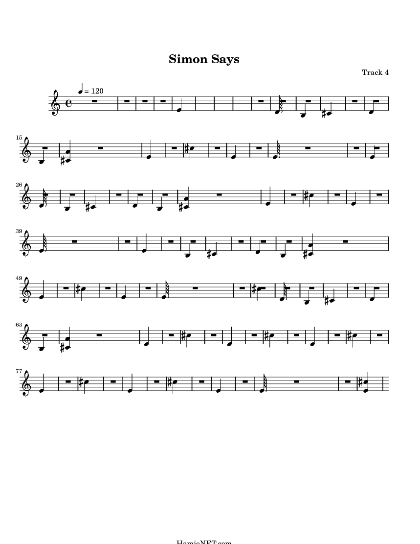 Simon Says Sheet Music - Simon Says Score • HamieNET.com