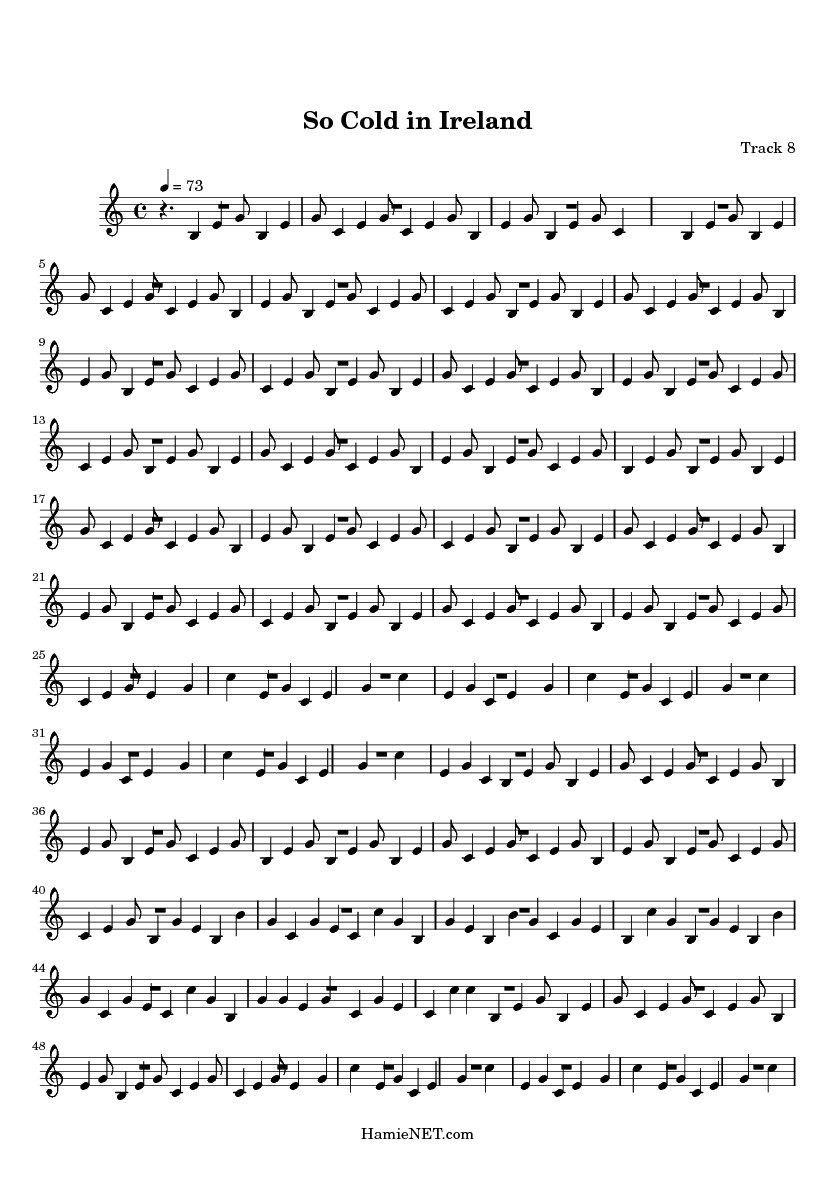 So Cold In Ireland Sheet Music So Cold In Ireland Score HamieNET