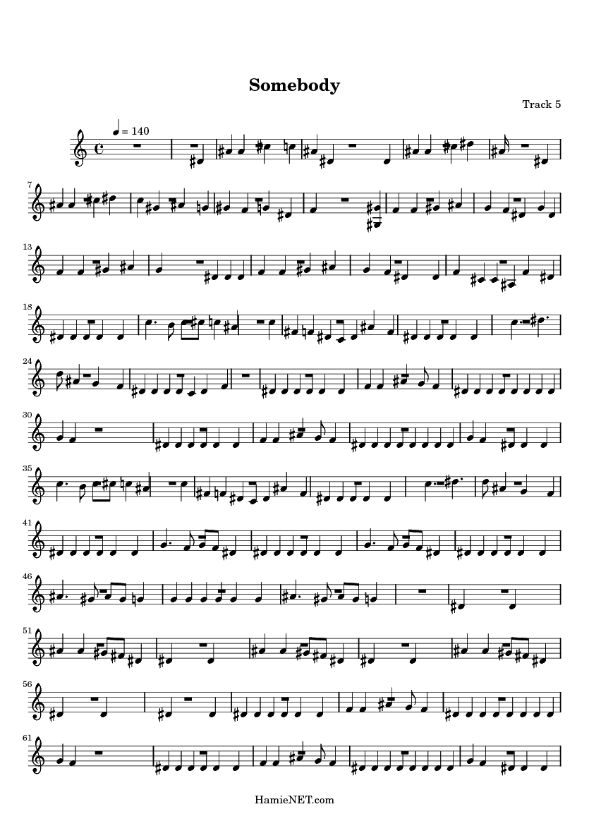 Somebody Sheet Music Somebody Score •