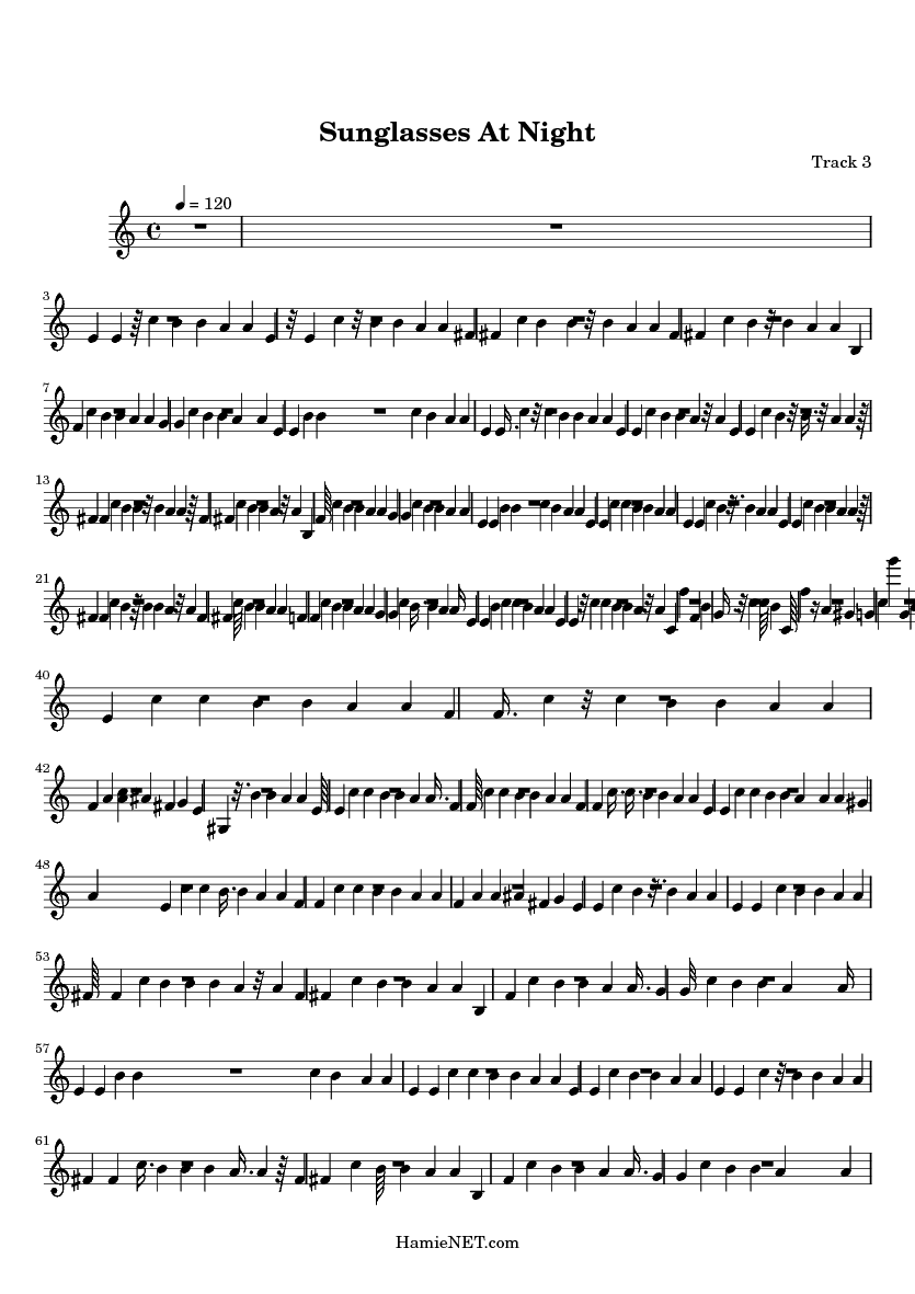 Sunglasses at sales night sheet music
