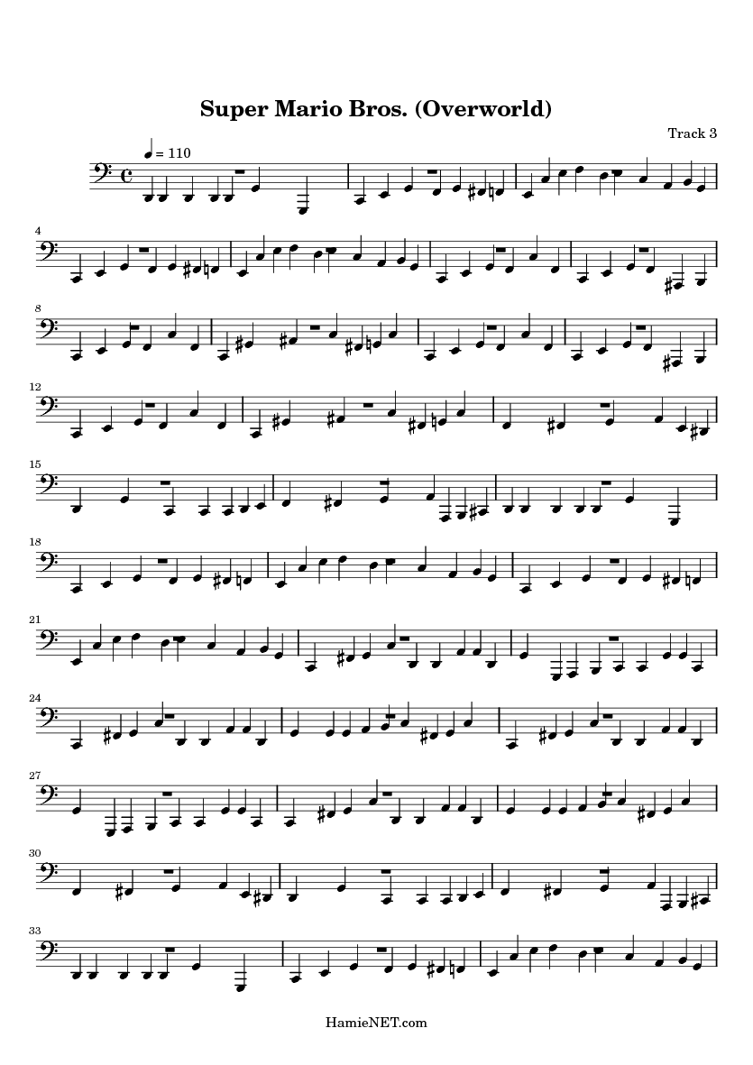 Super Mario Bros Overworld Sheet Music Super Mario Bros Overworld Score Hamienet Com