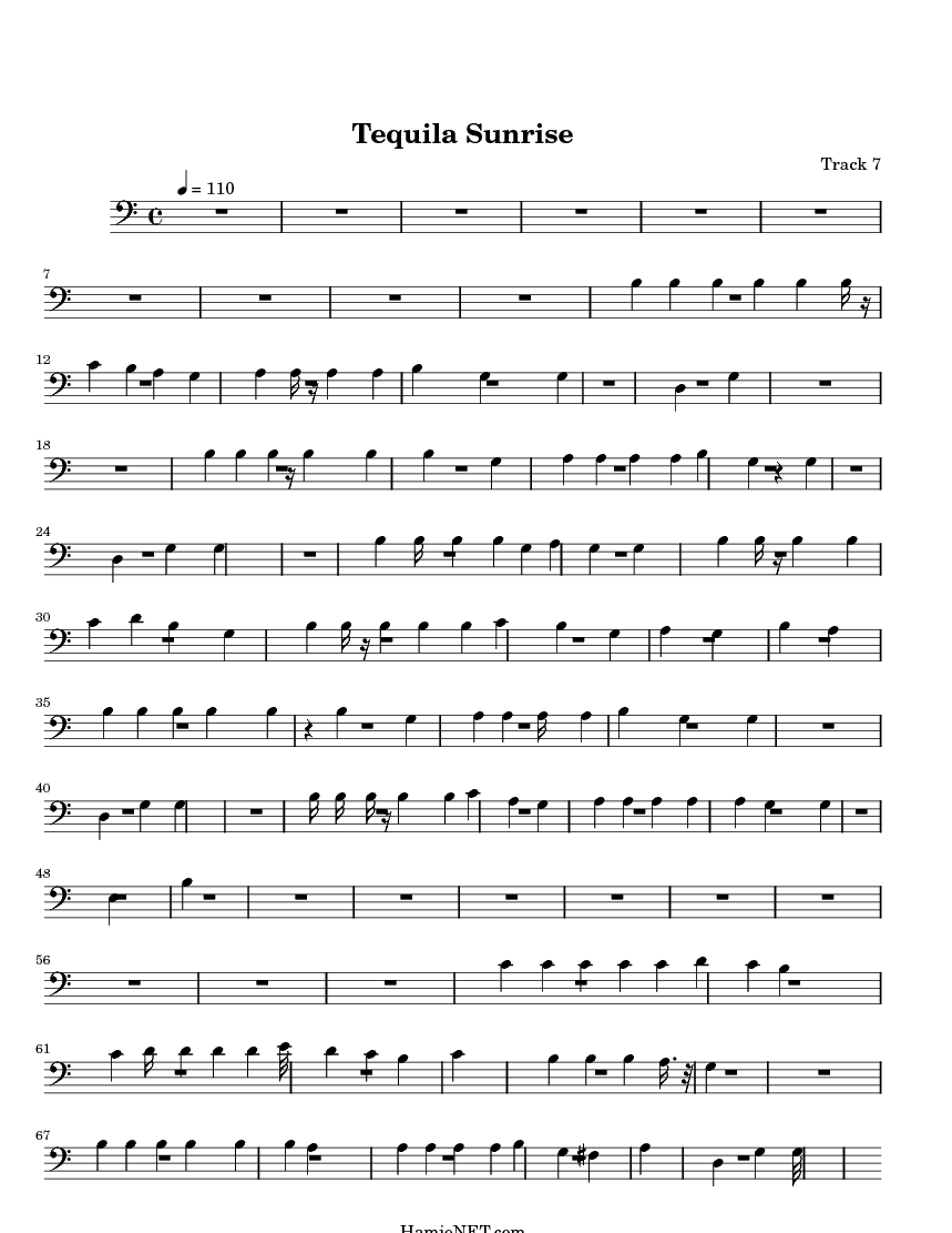 Tequila Sunrise Sheet Music Tequila Sunrise Score •