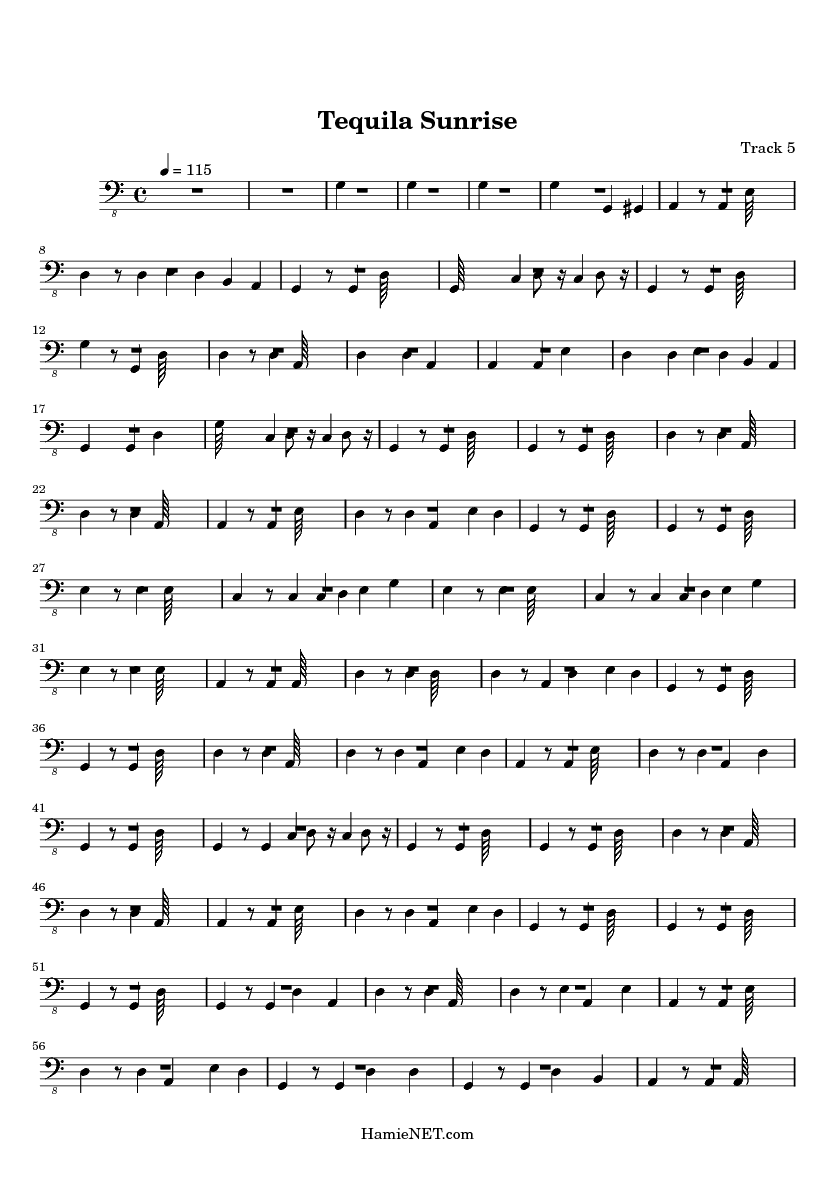 Tequila Sunrise Sheet Music Tequila Sunrise Score •