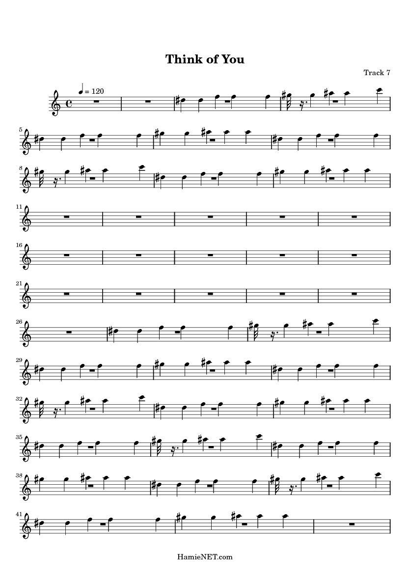 Think of You Sheet Music  Think of You Score • HamieNET.com