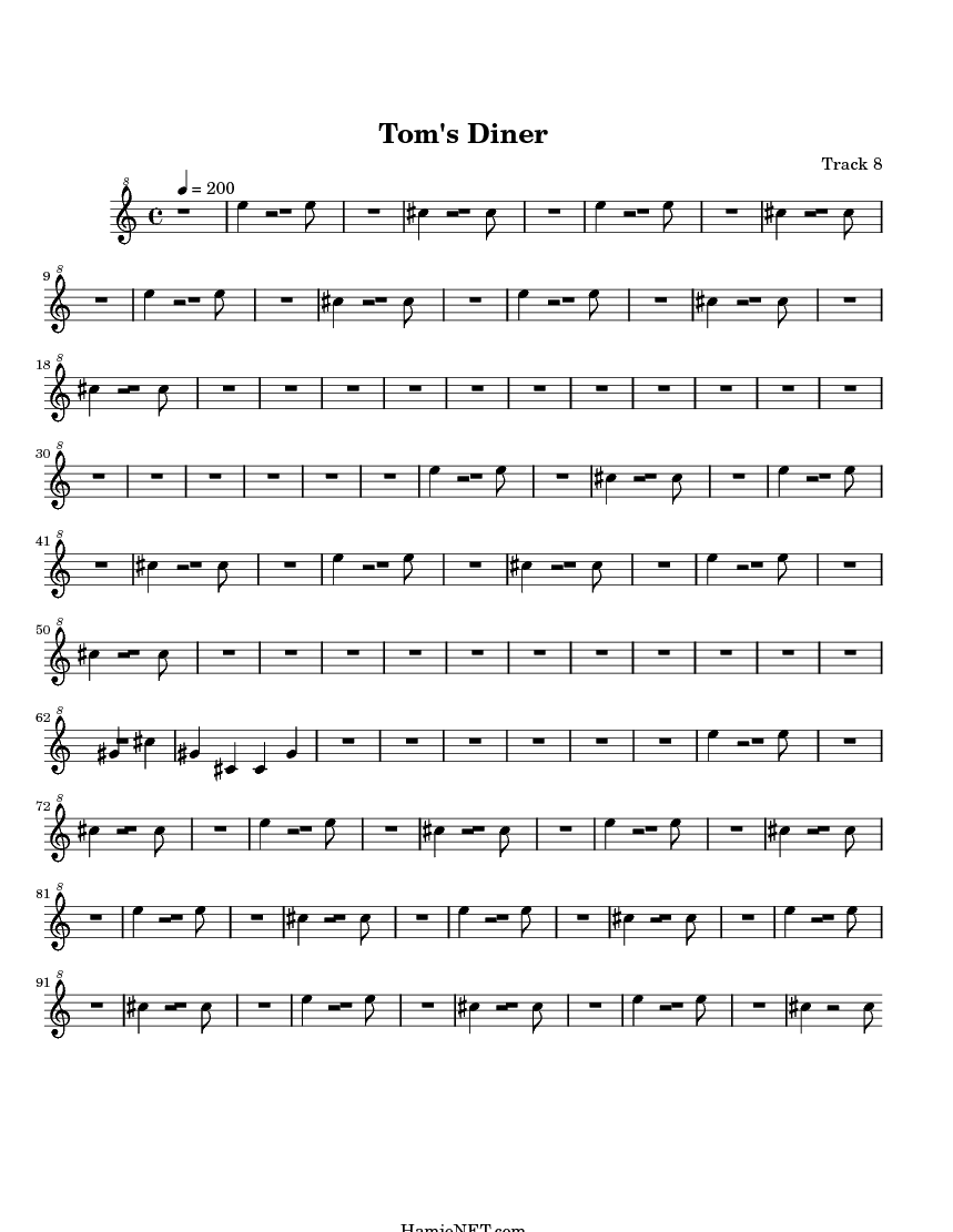 Tom's Diner Sheet Music Tom's Diner Score •
