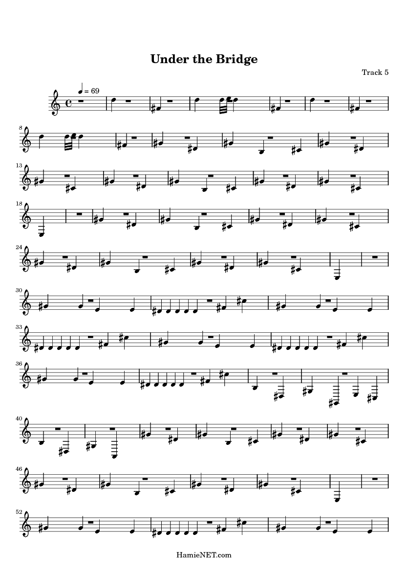Under the Bridge Sheet Music - Under the Bridge Score • HamieNET.com