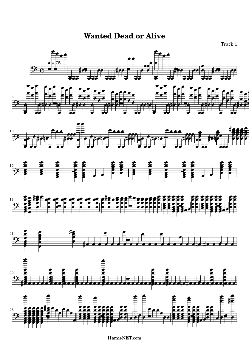 wanted dead or alive sheet music wanted dead or alive score dead or alive sheet music