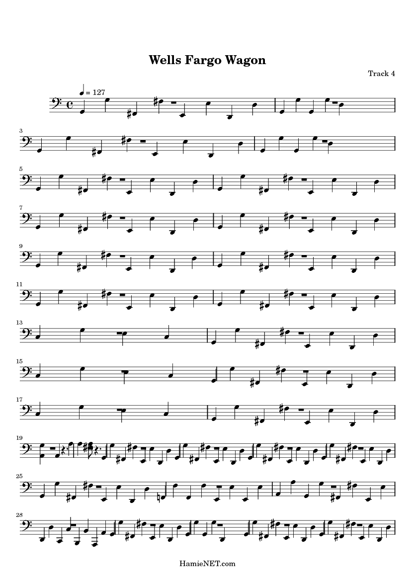 Wells Fargo Wagon Sheet Music - Wells Fargo Wagon Score • HamieNET.com