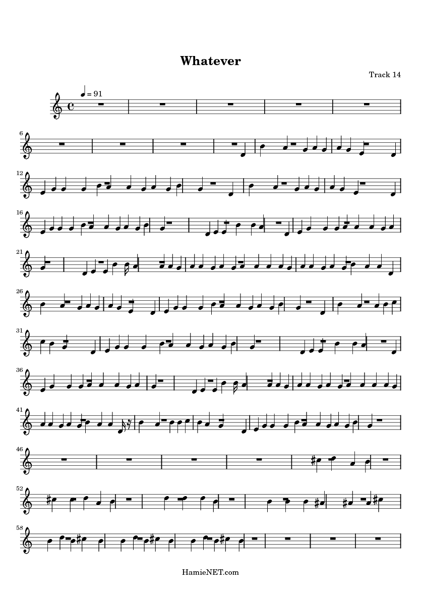 Whatever Sheet Music - Whatever Score • HamieNET.com