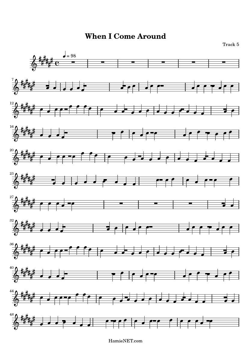 When I Come Around Sheet Music When I Come Around Score •