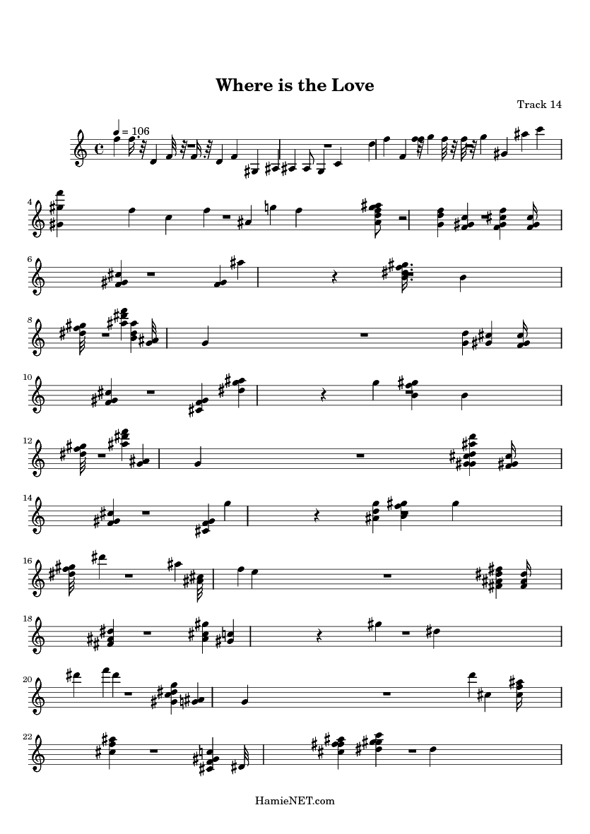 Where is the love sheet music where is the love score hamienet