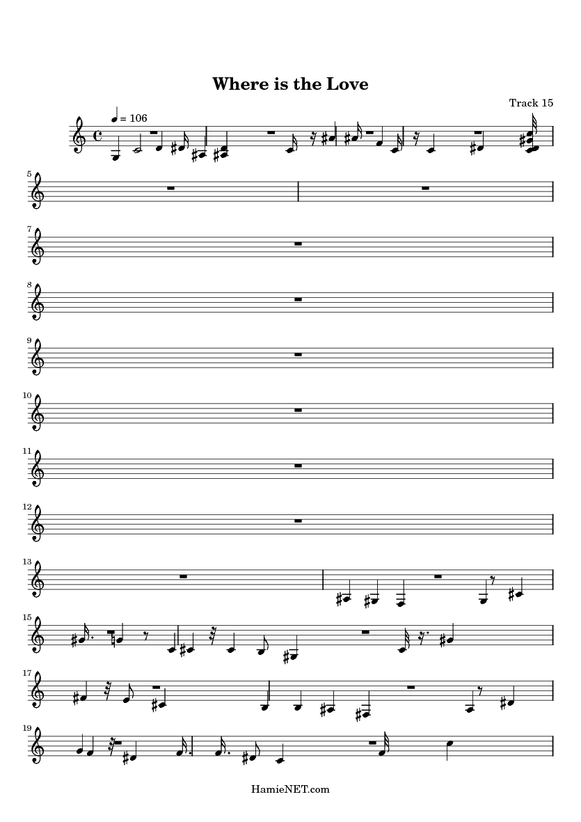 Where is the love sheet music where is the love score hamienet