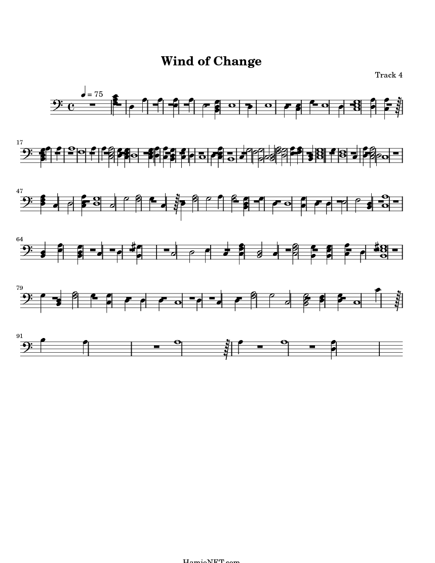 Wind of Change Sheet Music Wind of Change Score •