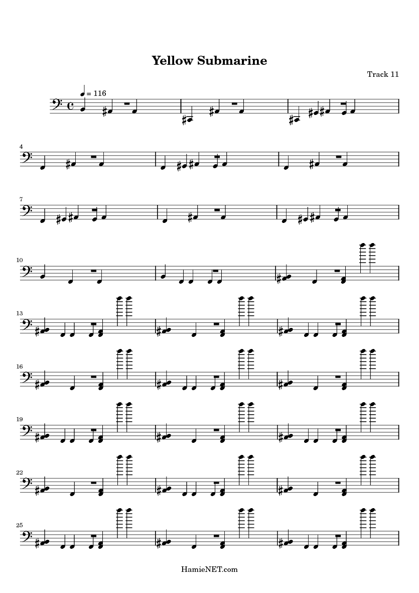 Free yellow submarine sheet music